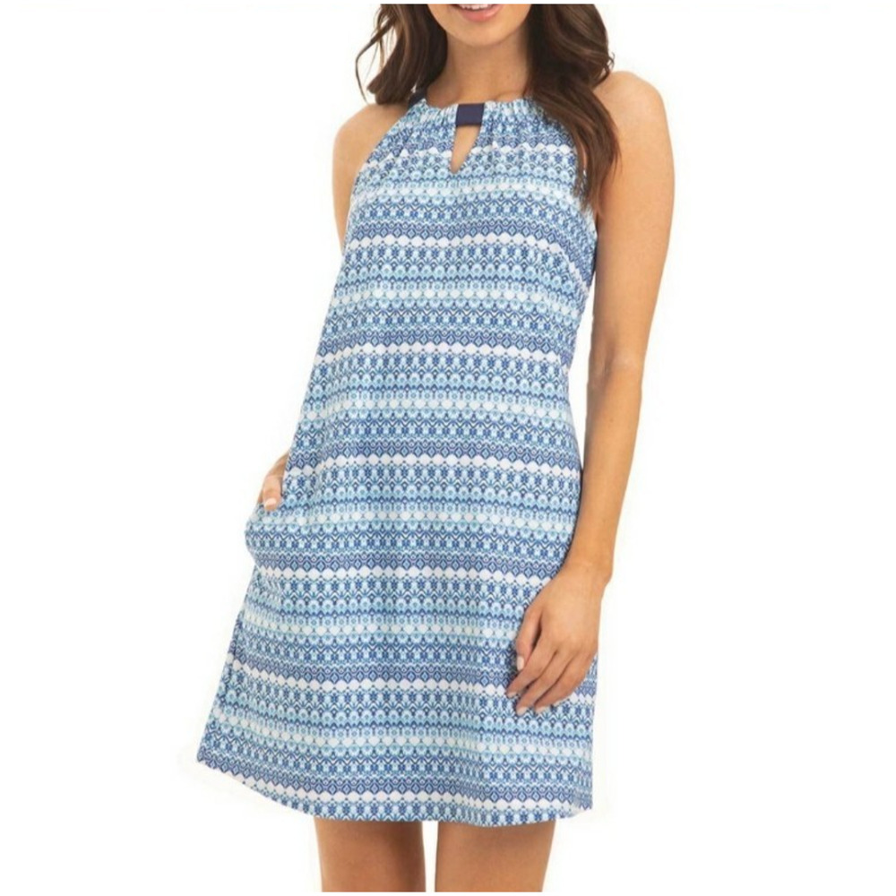 Cabana Life Womens Batik Stripe Sleeveless Cover Up Shift Dress Size L UPF 50